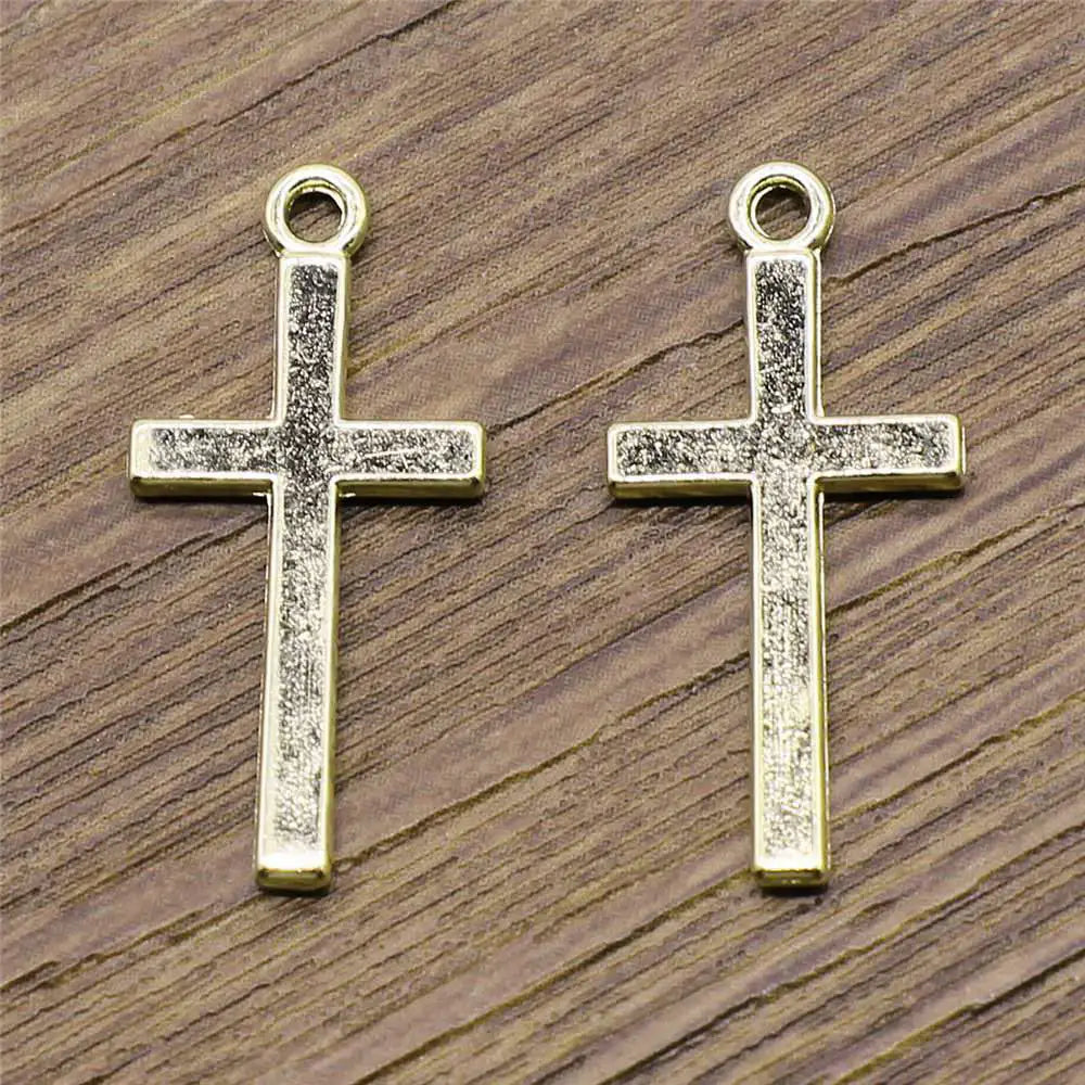 20pcs Charms Hollow Lovely Cross Antique Bronze Silver Color Pendants DIY Crafts Making Findings Handmade Tibetan Jewelry