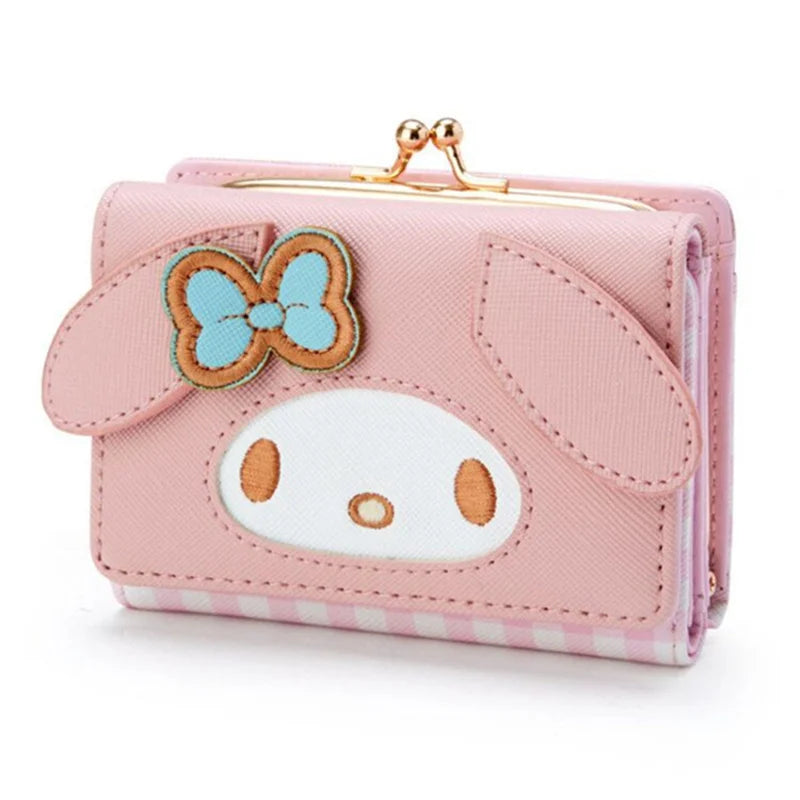MINISO Kawaii Hello Kitty Wallet Keychains Sanrio Pochacco My Melody ACGN Cards Bag Kuromi Coin Anime Bag