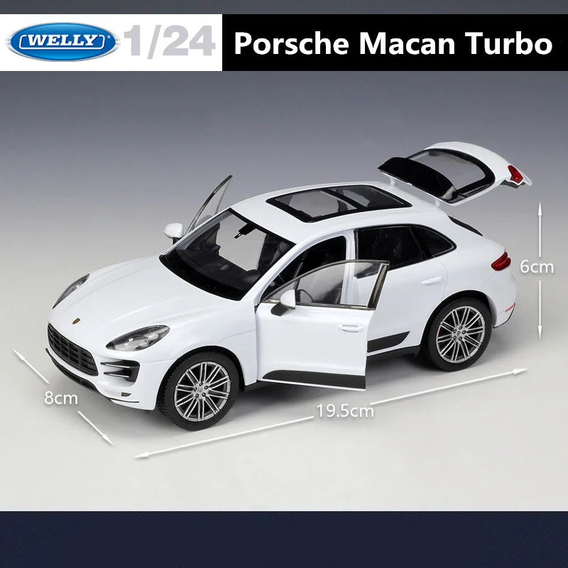 WELLY 1:24 Porsche Macan Turbo SUV Alloy Car Model Diecast Metal Vehicles Car Model High Simulation Collection Children Toy Gift