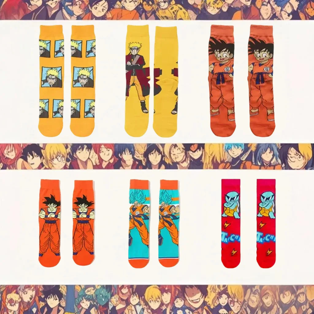 New 1 pair of Bandai cartoon men's and women's socks cartoon personality skateboard socks anime mid tube cotton neutral socks