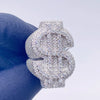 Personalized Custom Hip Hop Full Diamond $Sign Ring Bling Iced Out Money Big USD 18k Gold Plated Ring For Women Men