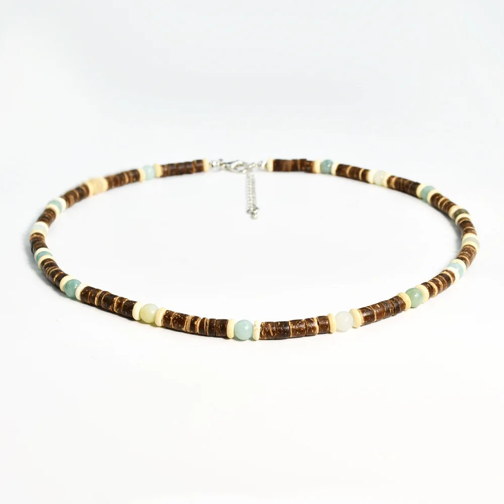 Laut Turquoise Wood Necklace Boho Beach Surfer Adjustable Bead Necklaces for Women Men Summer Jewelry Gifts