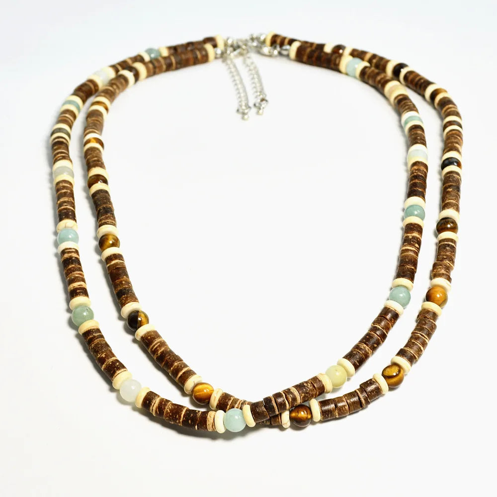 Laut Turquoise Wood Necklace Boho Beach Surfer Adjustable Bead Necklaces for Women Men Summer Jewelry Gifts