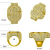 Personalized Custom Hip Hop Full Diamond $Sign Ring Bling Iced Out Money Big USD 18k Gold Plated Ring For Women Men