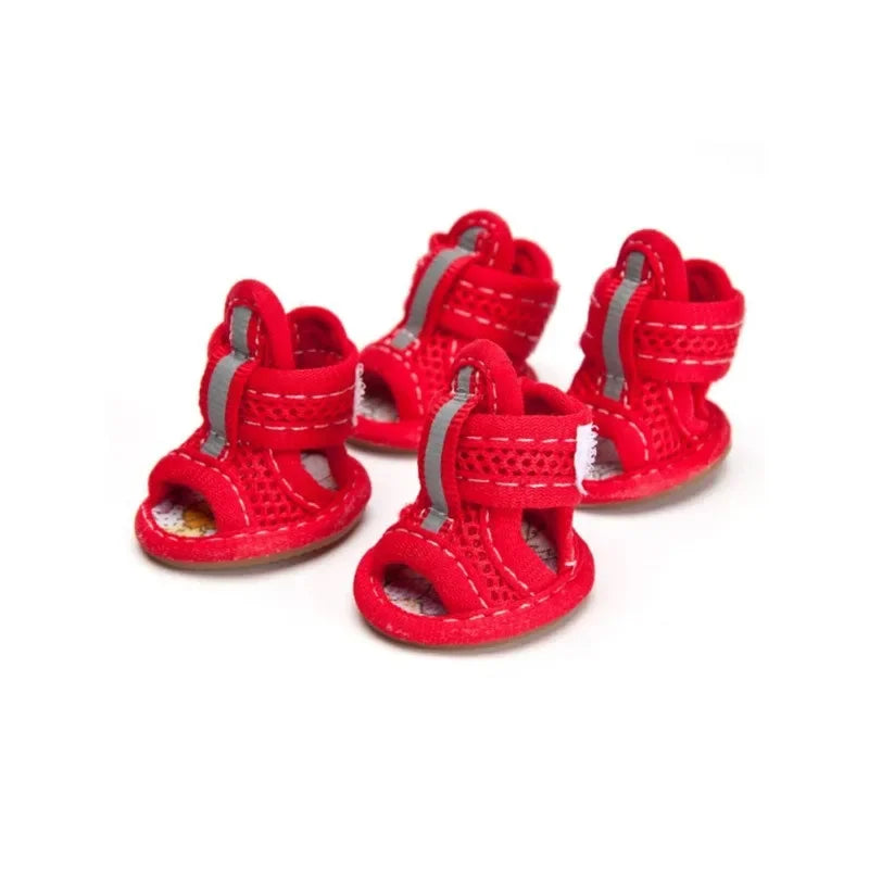 4pc/set Summer Non-slip Breathable Dog Shoes Sandals for Small Dogs Pet Dog Socks Sneakers for Dogs Puppy Blue Cat Shoes Boots