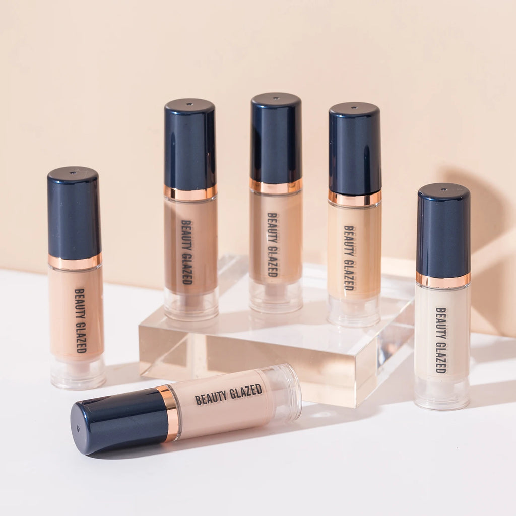 Beauty Glazed 6 Color Liquid Foundation Concealer - Full Coverage, Long-Lasting, Waterproof, Natural Effect,