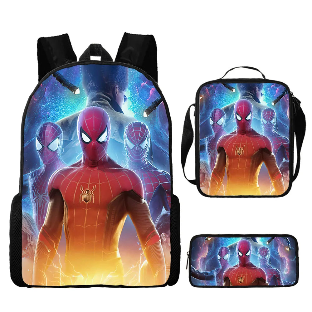 3pcs/set Spider Man Students Backpack Pencil Case Messenger Bag Wear-resistant Lightening Breathable Waterproof Schoolbag