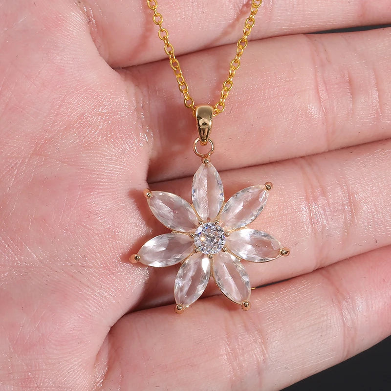 2 Colors of European and American Purple Sunflower Pendant Necklace Give Women A Light Luxury Niche Design