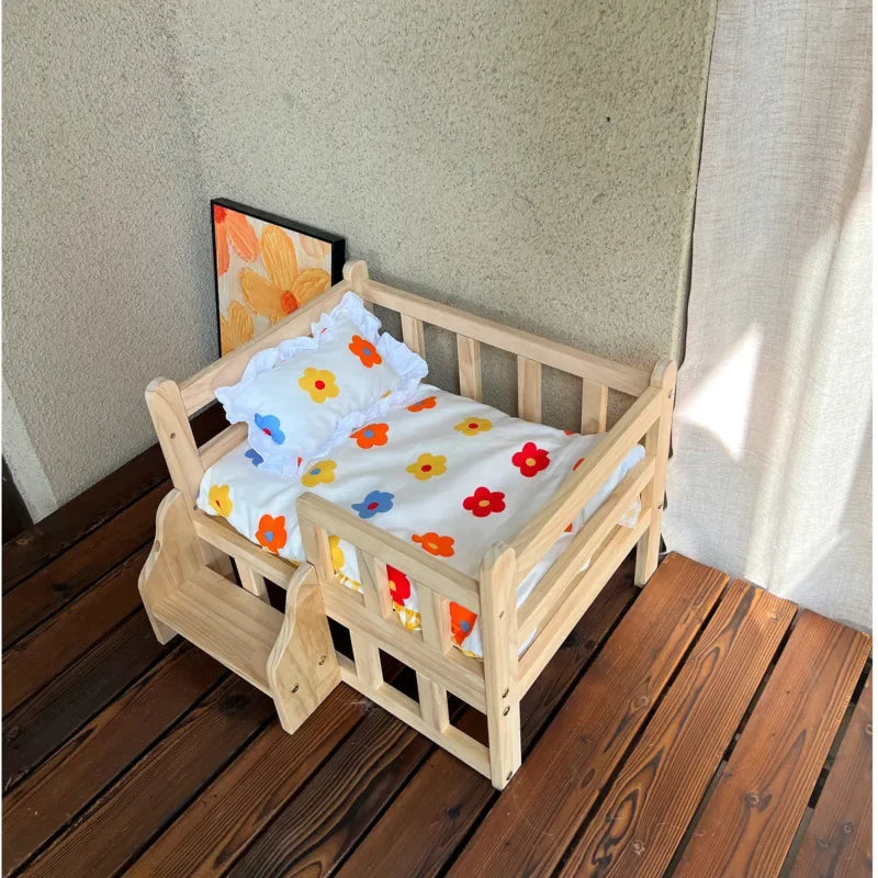 Royal Solid Wood Pet Throne Year-Round Luxury Bed for Teddies and Bichons Non-Toxic Safe Kitty Castle SnUgly Secure Comfort Zone