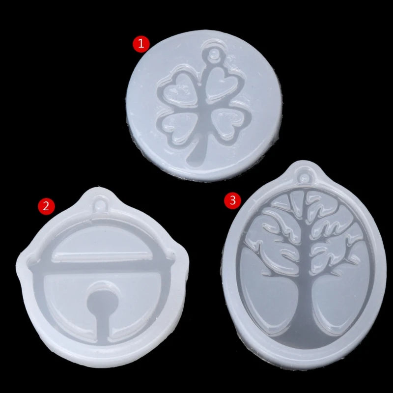 DIY Clover Bell Tree Earrings Silicone Epoxy Mold DIY Keychain Pendant Jewelry Crafting Mould for Valentine Love Gift