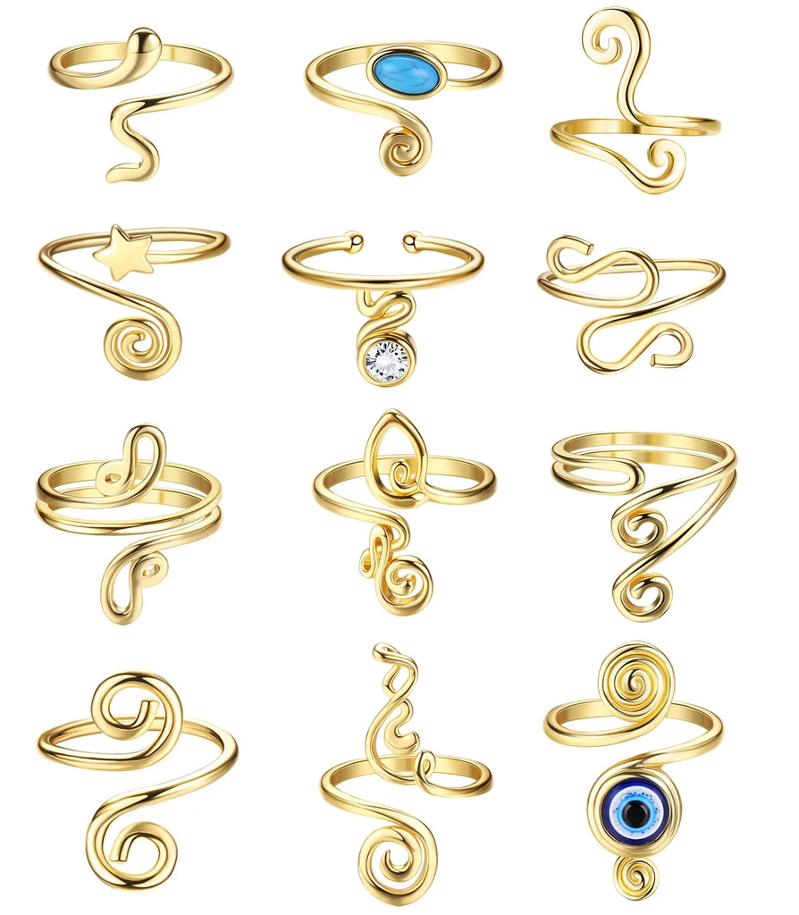 3Pcs Adjustable Toe Rings for Women Open African Toe Rings Summer Beach Foot Jewelry