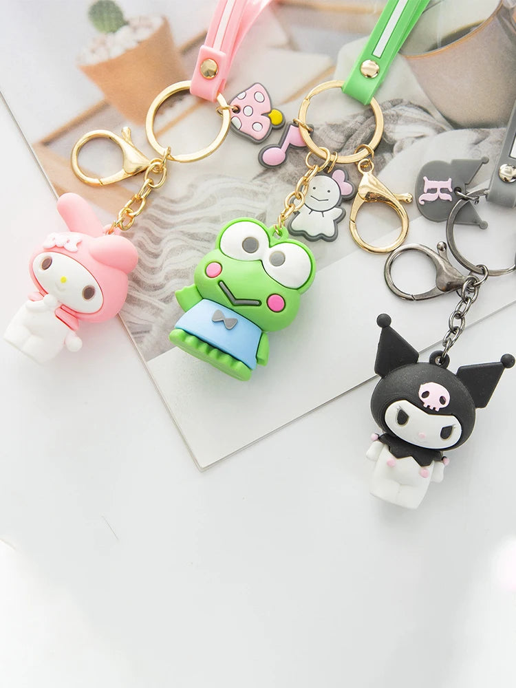 Sanrio Hello Kitty Keychain Kawaii Cartoon Kuromi Car Key Ring Melody Cute Cinnamoroll Backpack Pendant Ornaments Girls Gifts
