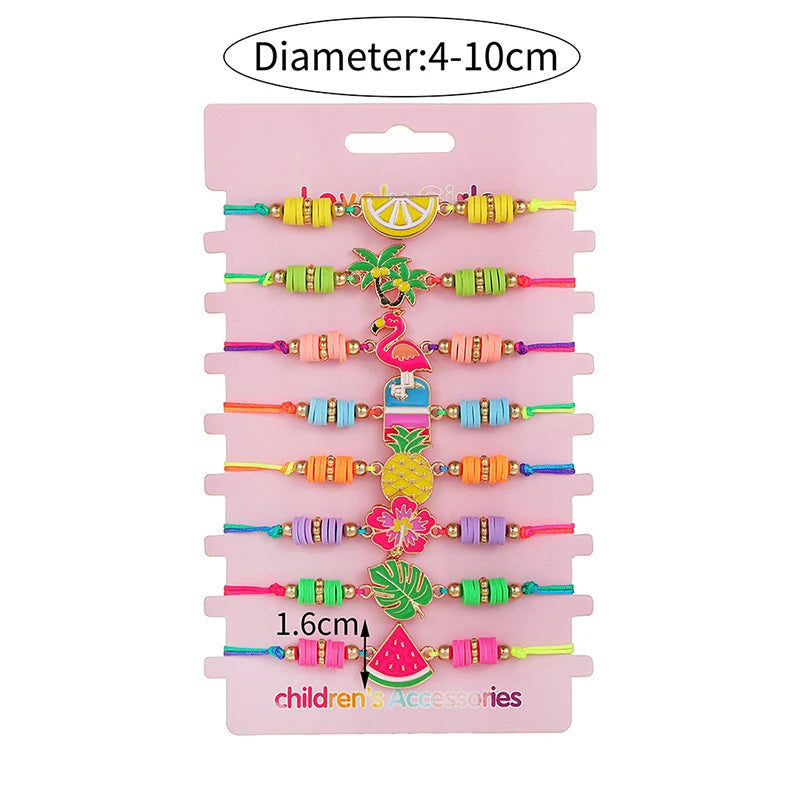 8Pack Summer Beach Fruit Bracelet Adjustable Cord Rope Best Friend BFF Bracelets for Women Girl Jewelry Friendship Gifts