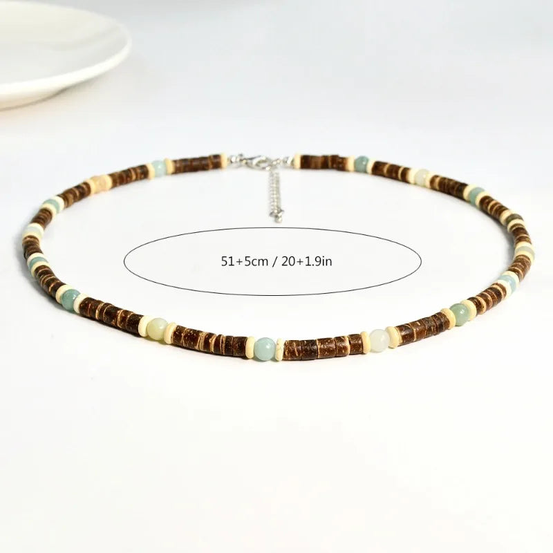 Laut Turquoise Wood Necklace Boho Beach Surfer Adjustable Bead Necklaces for Women Men Summer Jewelry Gifts