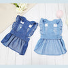 Spring Summer Dog Dress for Small Kitten Dogs Clothes Puppy Letters Embroidered Jean Strap Dresses Chihuahua Skirts Pet Costumes
