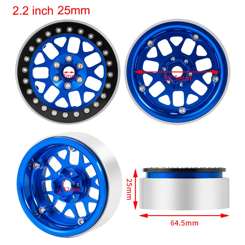 AXSPEED 4Pcs Metal 1.9"/2.2inch Beadlock Wheel Rims 25/35mm for Axial SCX10 Wraith TRX-4 D90 1/10 RC Crawler Car Upgrade Parts