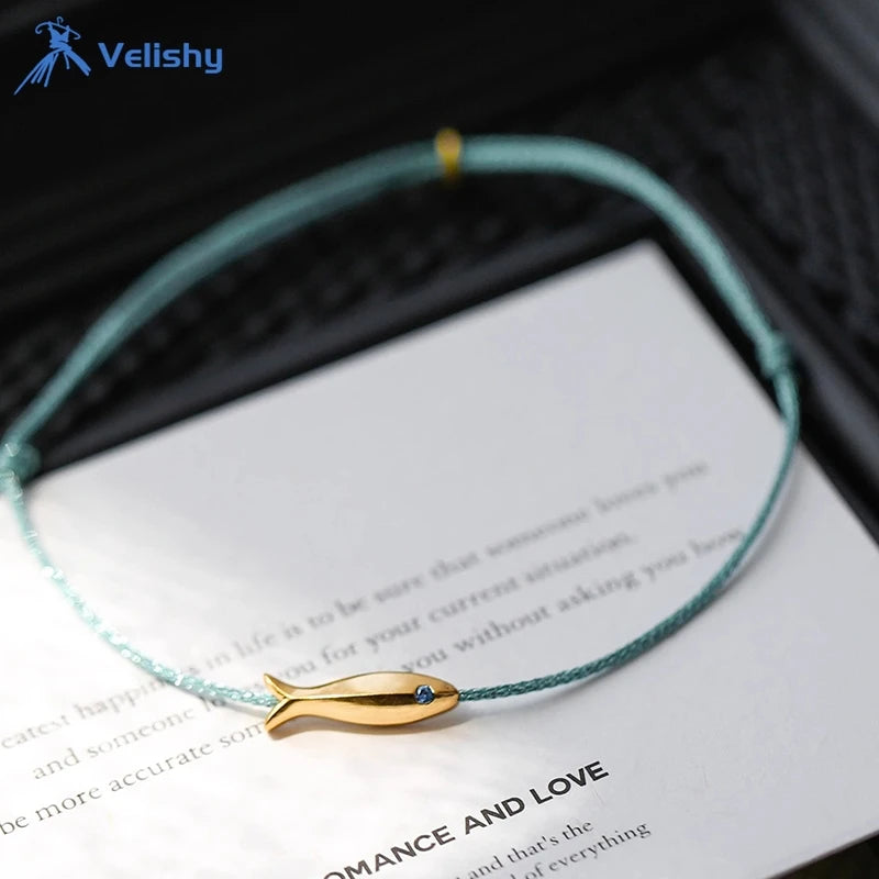 Cute Fish Braided Rope Anklets For Women Bohemian Style Blue And Red Rope Fashion Leg Foot Chain Summer Beach Jewelry