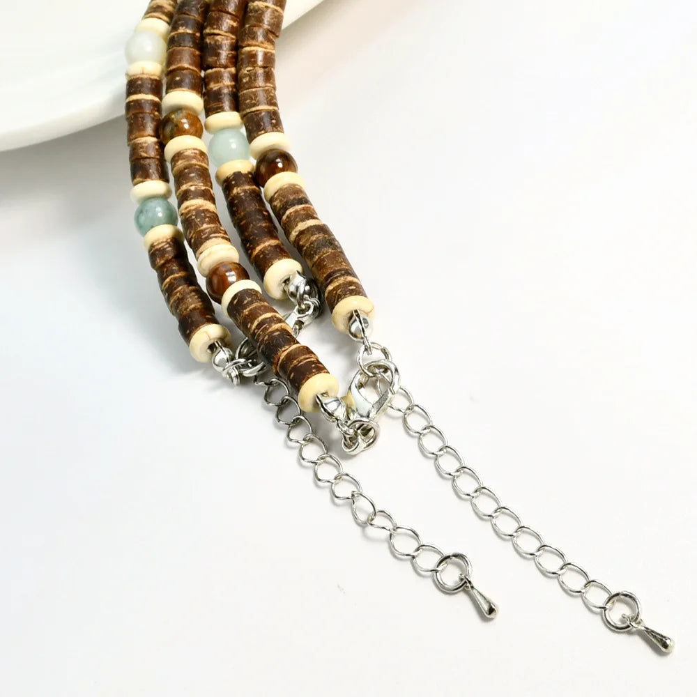 Laut Turquoise Wood Necklace Boho Beach Surfer Adjustable Bead Necklaces for Women Men Summer Jewelry Gifts