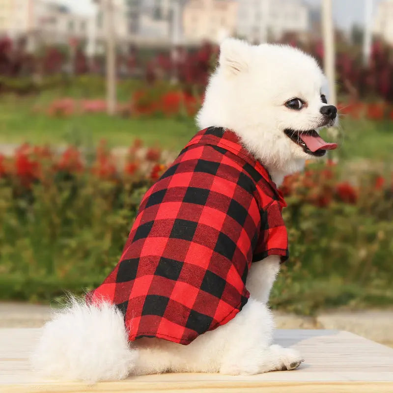 Classical Dog T-Shirts Bowtie Plaid Thin Summer Breathable Dog Clothes for Small Large Dogs Chihuahua Puppy Pet Cat Vest Yorkies