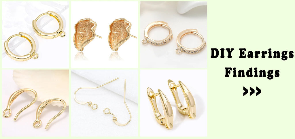 18K Gold Plated Brass Huggie Earring Hooks with Loop Round Ear Post with Open Jump Ring For DIY Earrings Making Components