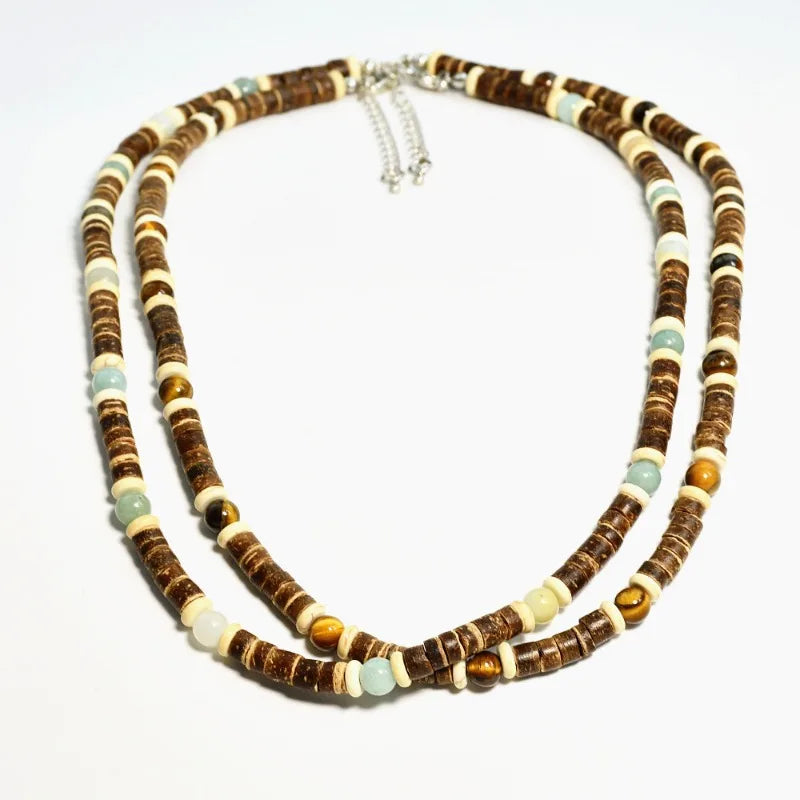 Laut Turquoise Wood Necklace Boho Beach Surfer Adjustable Bead Necklaces for Women Men Summer Jewelry Gifts
