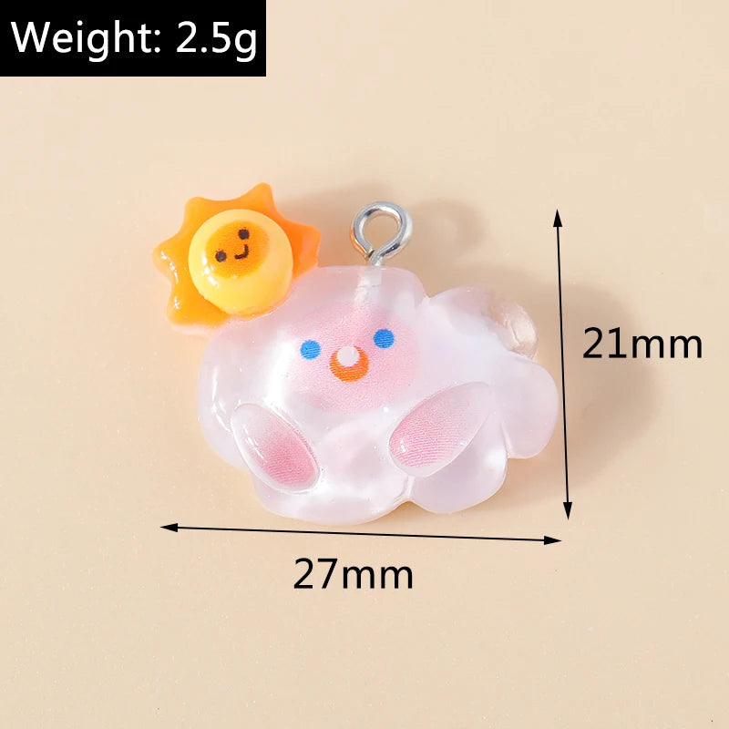 15pcs New Mix Kawaii Summer Vacation Pink Flower Heart Butterfly Ice Cream Star Resin Earrings Charms Diy Jewelry Making Pendant