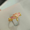 HX New Chinese Style Pink Enamel Ring with Water Drop Retro Light Luxury High End Charm Ring Opening Jewelry