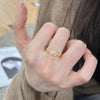 HX New Chinese Style Pink Enamel Ring with Water Drop Retro Light Luxury High End Charm Ring Opening Jewelry