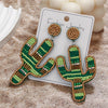 Cactus Beaded Earrings for Women Boho Colorful Beaded Earrings Statement Big Drop Dangle Earrings Summer Beachy Tropical Holiday