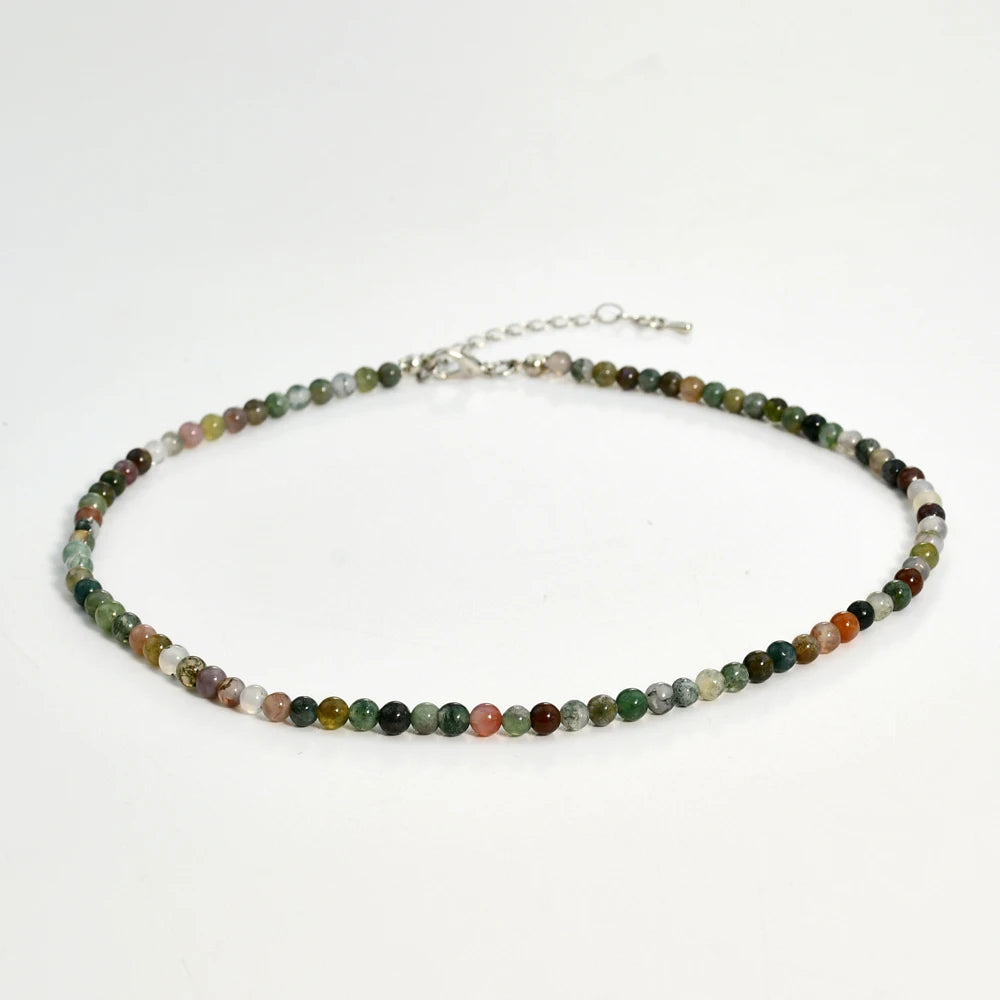 Yumfeel Bohemian Colorful Natural Stone 4mm Round Beads Necklaces Women Summer Friendship Neck Jewelry Fashion Vacation Chokers