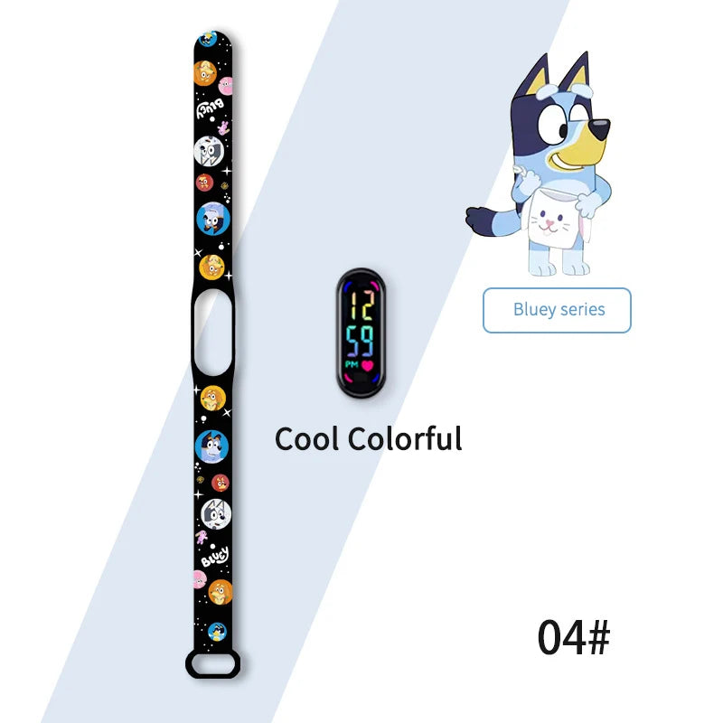 Bluey Bingo Family Printed Cartoon Electronic Watch Cool Colorful Waterproof Anime Toy Watch Wrist Strap Kids Birthday Gift