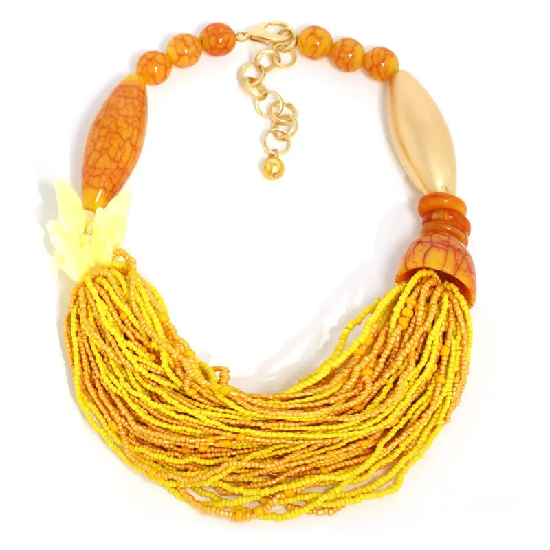 New Fashion Bohemian Statement Beads Necklace Handmade for Women Wedding Party Jewelry