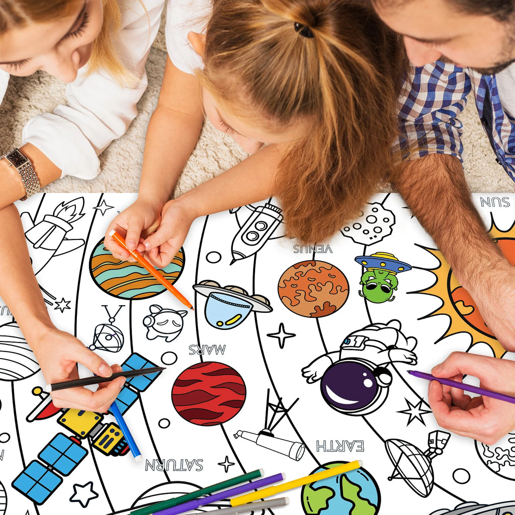 Large Children Drawing DIY Space Sticky Color Filling Paper Coloring Paper Coloring Tablecloth For Kids Early Educational Toys