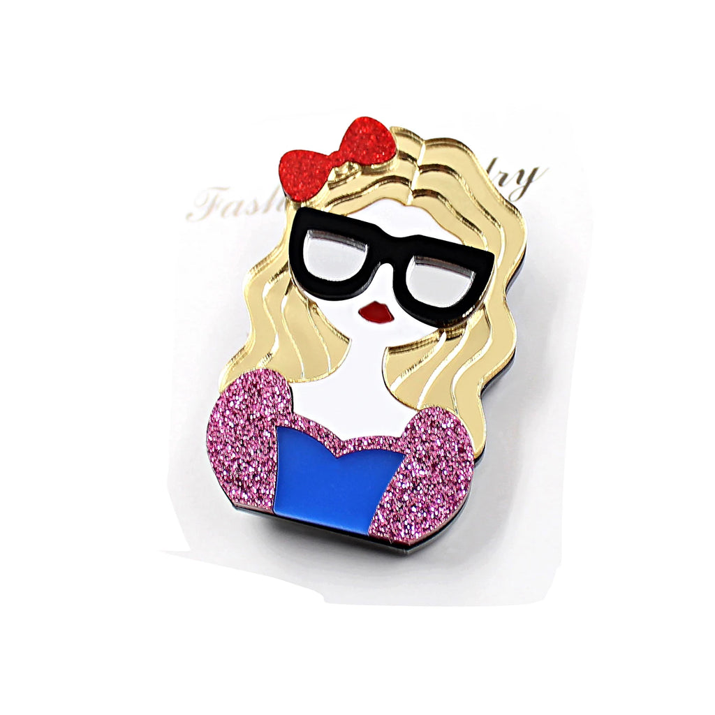 35mm Cute Pear Brooch (Safty Pin) Laser cut Acrylic Jewelry For Baby Girl Gift