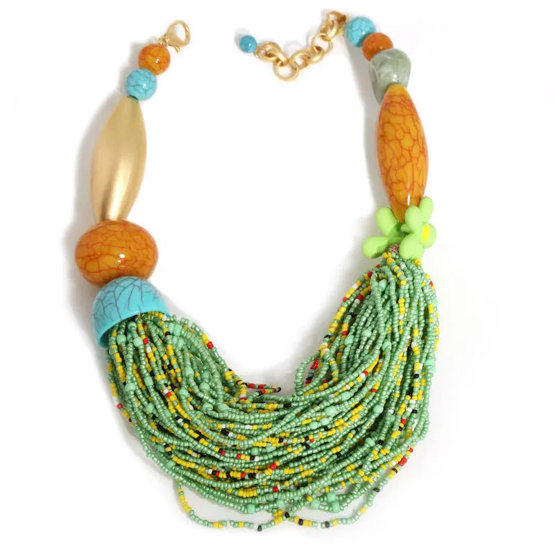New Fashion Bohemian Statement Beads Necklace Handmade for Women Wedding Party Jewelry