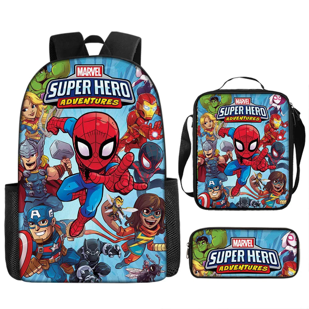 3pcs/set Spider Man Students Backpack Pencil Case Messenger Bag Wear-resistant Lightening Breathable Waterproof Schoolbag
