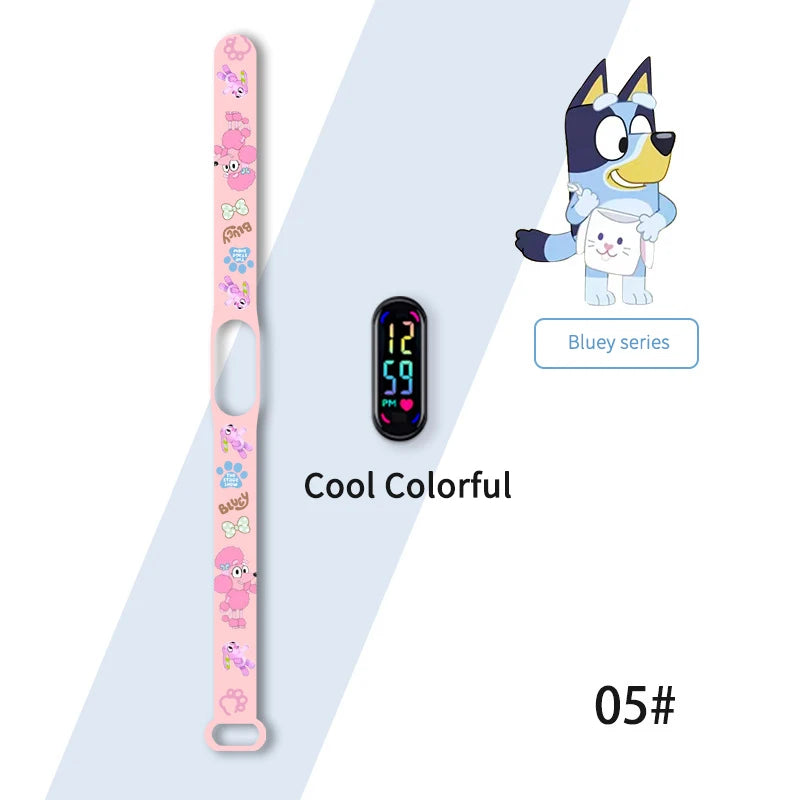 Bluey Bingo Family Printed Cartoon Electronic Watch Cool Colorful Waterproof Anime Toy Watch Wrist Strap Kids Birthday Gift