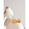 Yhpup Adjustable Long Chain Stainless Steel Metal Bow Knot Golden Trendy Pendant Choker Necklace Texture Fashion  Jewelry