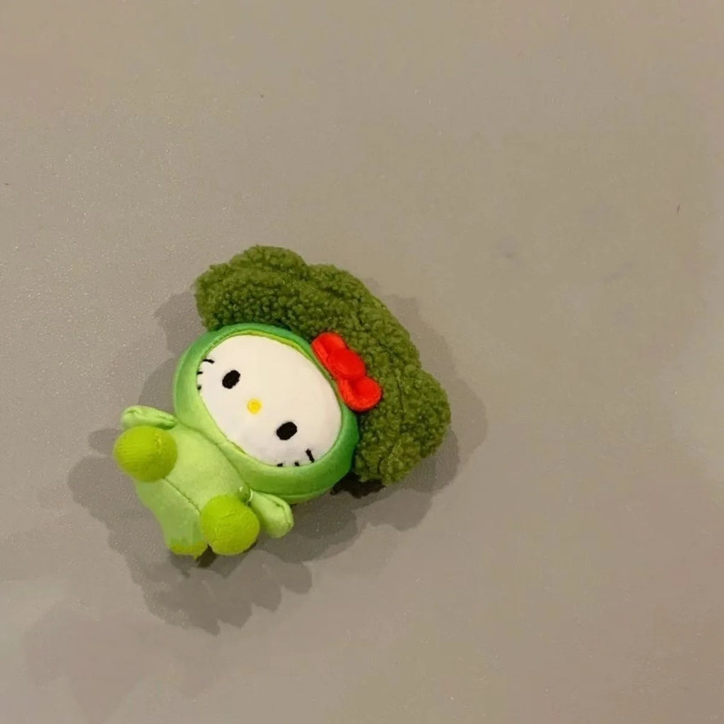 Kawaii Sanrio Hello Kitty Cos Broccoli Doll Anime Kids Toys Dopamine Creative Girls Backpack Pendant Student Car Doll Keychain