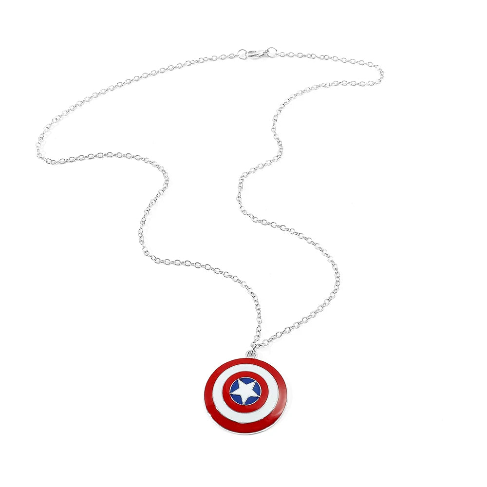 Marvel Superhero Captain America Necklace Round Pentagram Shield Pendant Neck Chain Fans Jewelry Gift