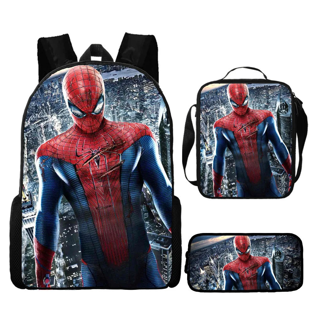 3pcs/set Spider Man Students Backpack Pencil Case Messenger Bag Wear-resistant Lightening Breathable Waterproof Schoolbag