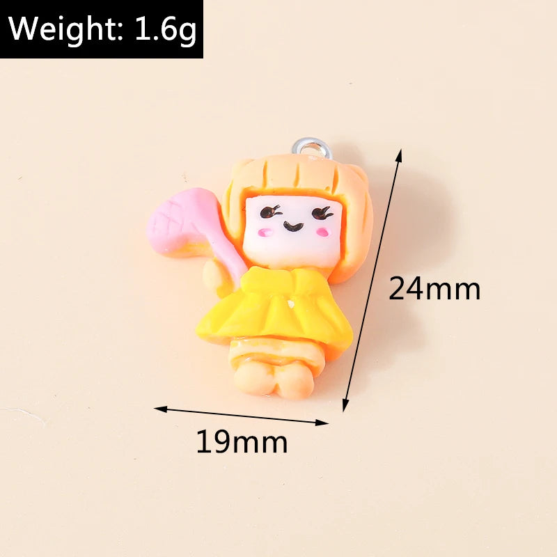 15pcs New Mix Kawaii Summer Vacation Pink Flower Heart Butterfly Ice Cream Star Resin Earrings Charms Diy Jewelry Making Pendant