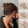 Gold Hollow Geometric Hair Claw – Metal Hairpin & Clip for Women