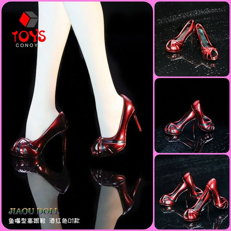 1/6 Scale Female Fishbill High Heels Shoes Model Fit 3.3cm Length Feet Soldier 12" Action Figure Body