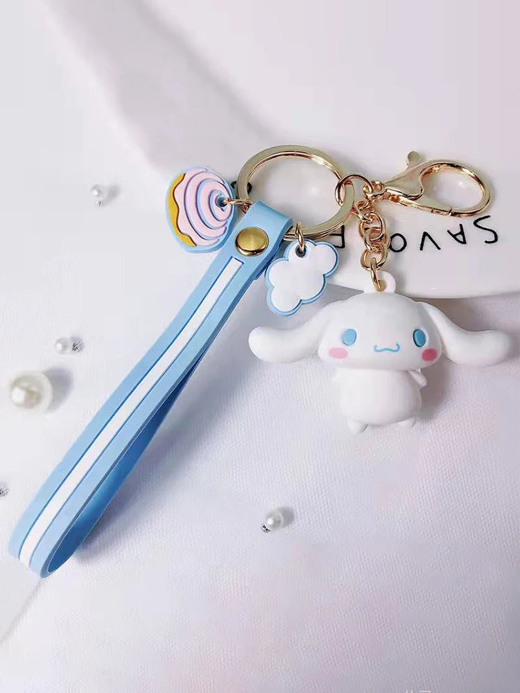 Sanrio Hello Kitty Keychain Kawaii Cartoon Kuromi Car Key Ring Melody Cute Cinnamoroll Backpack Pendant Ornaments Girls Gifts