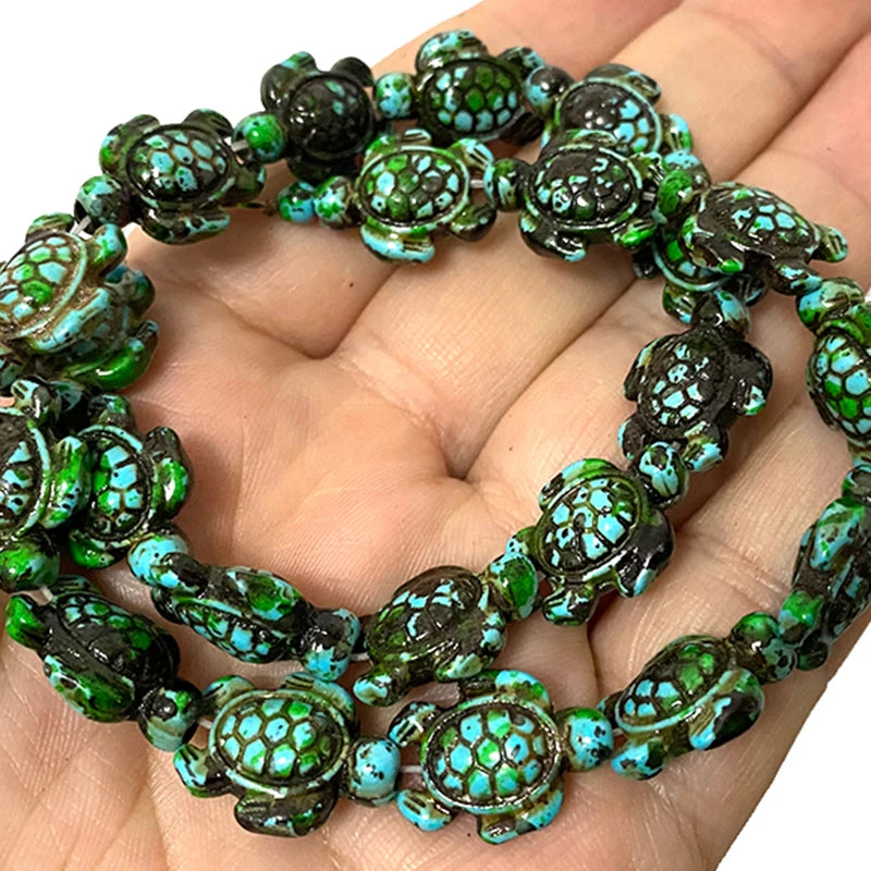 14x18mm Pink Green Coloful Turtle Turquoises Natural Stone Spacer Beads for Jewelry Making DIY Bracelet Earrings Accessories