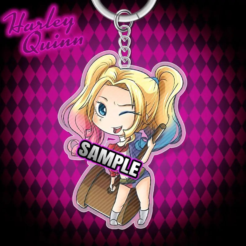 BeastKingdom Joker Harley Quinn Anime Movie Peripheral Keychain Holiday Gift Creative Cartoon Q Version Acrylic Backpack Pendant