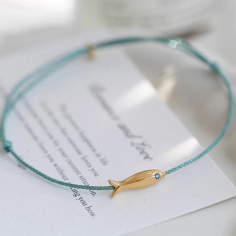 Cute Fish Braided Rope Anklets For Women Bohemian Style Blue And Red Rope Fashion Leg Foot Chain Summer Beach Jewelry