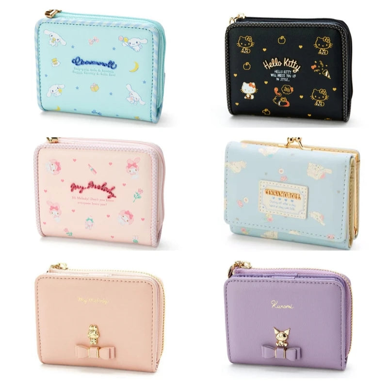 MINISO Kawaii Hello Kitty Wallet Keychains Sanrio Pochacco My Melody ACGN Cards Bag Kuromi Coin Anime Bag