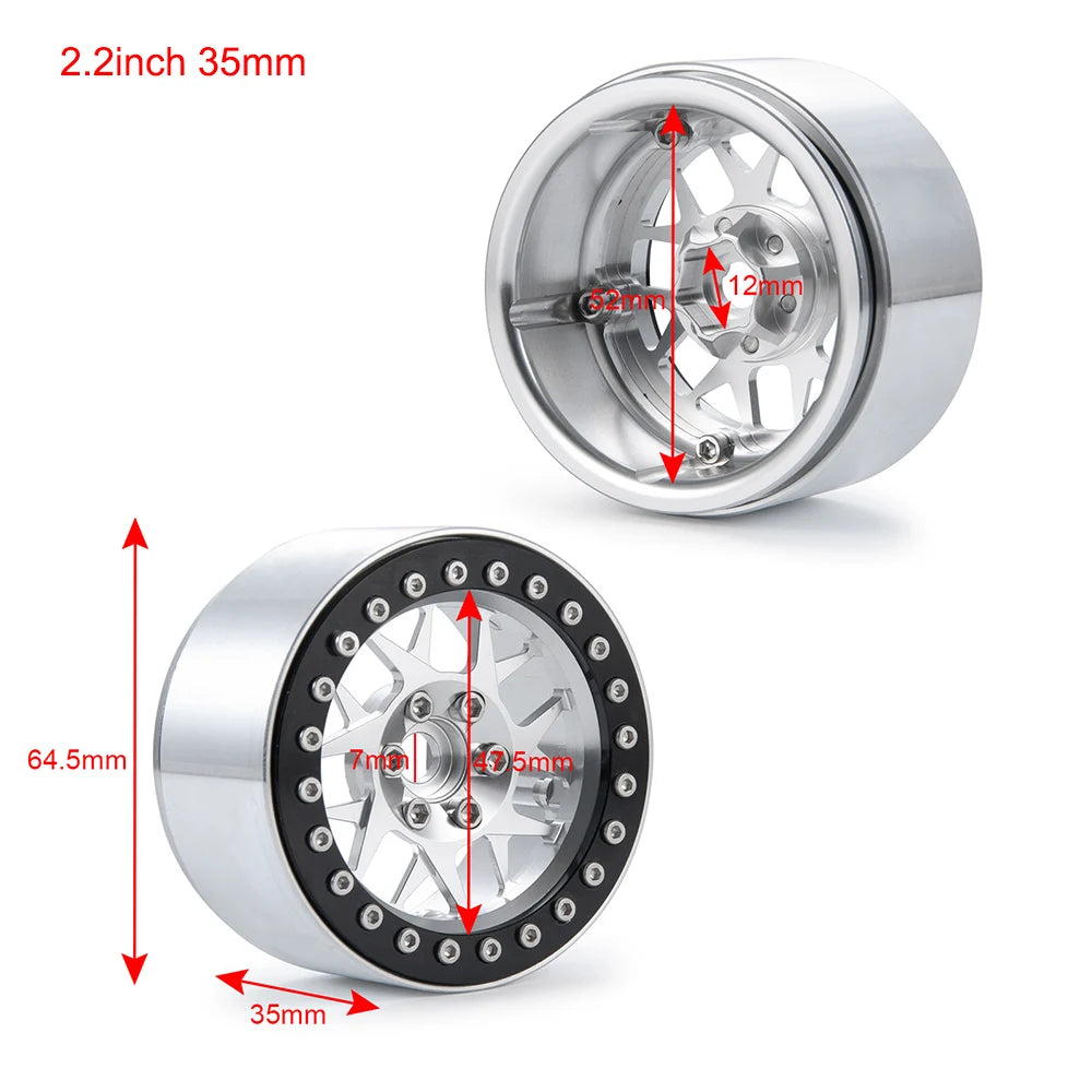 AXSPEED 4Pcs Metal 1.9"/2.2inch Beadlock Wheel Rims 25/35mm for Axial SCX10 Wraith TRX-4 D90 1/10 RC Crawler Car Upgrade Parts
